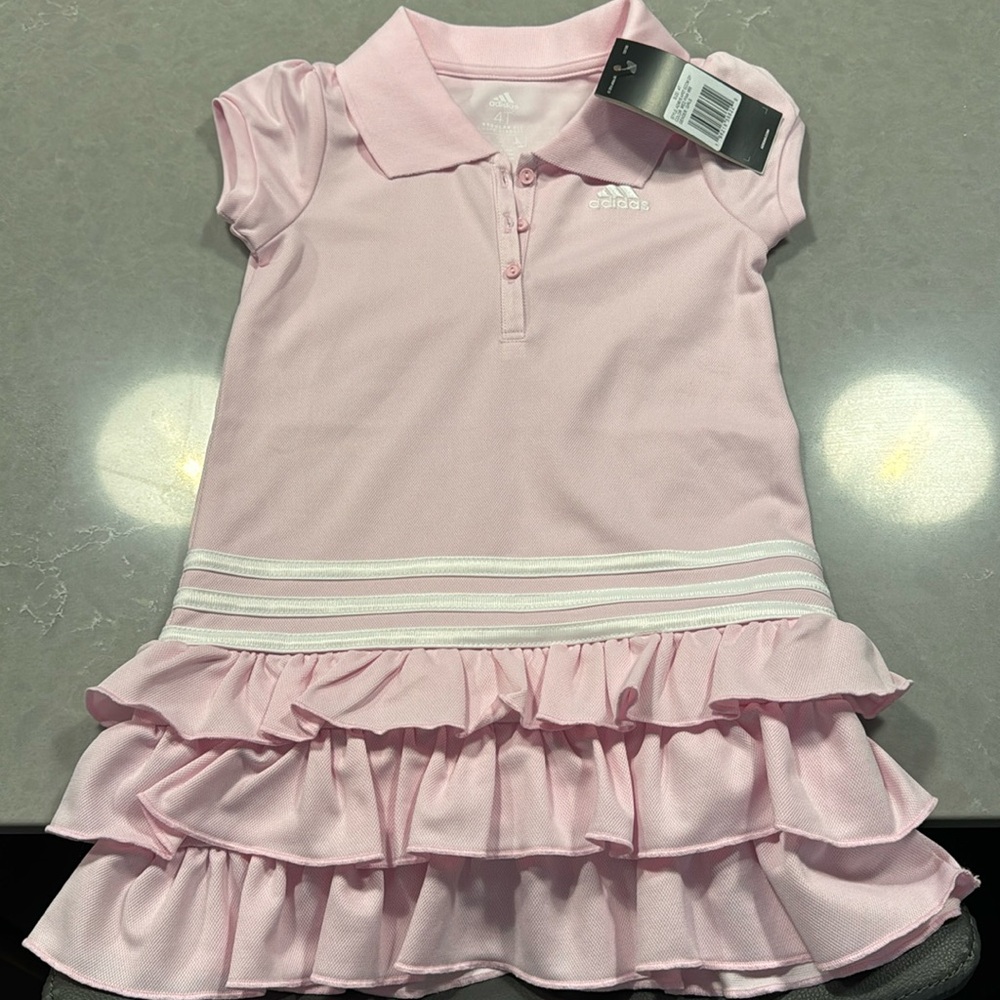 Adidas pink & white 4T little girls tennis dress ruffle skirt skater dress